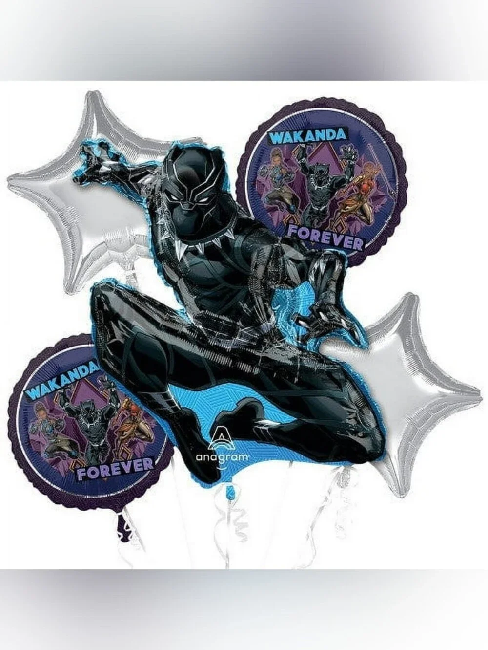 Marvel Black Panther 'Wakanda Forever' Black & Silver Party Balloon Bouquet